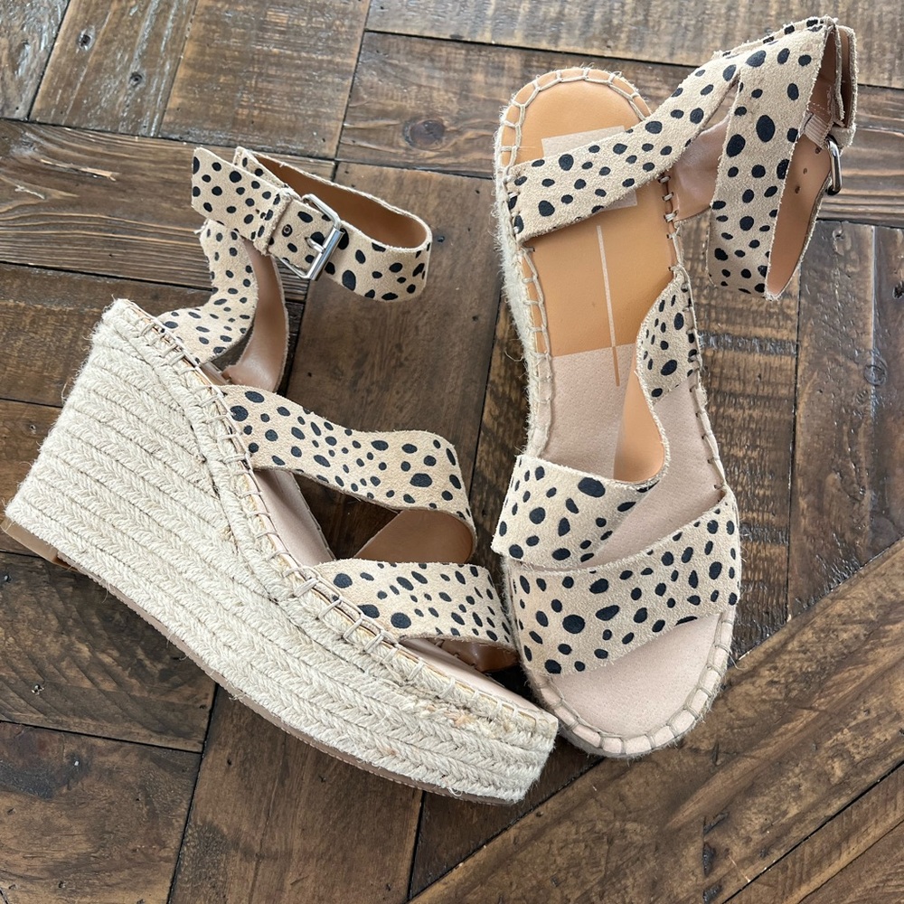 Dolce Vita Polka Dot Espadrille Wedge Sandals